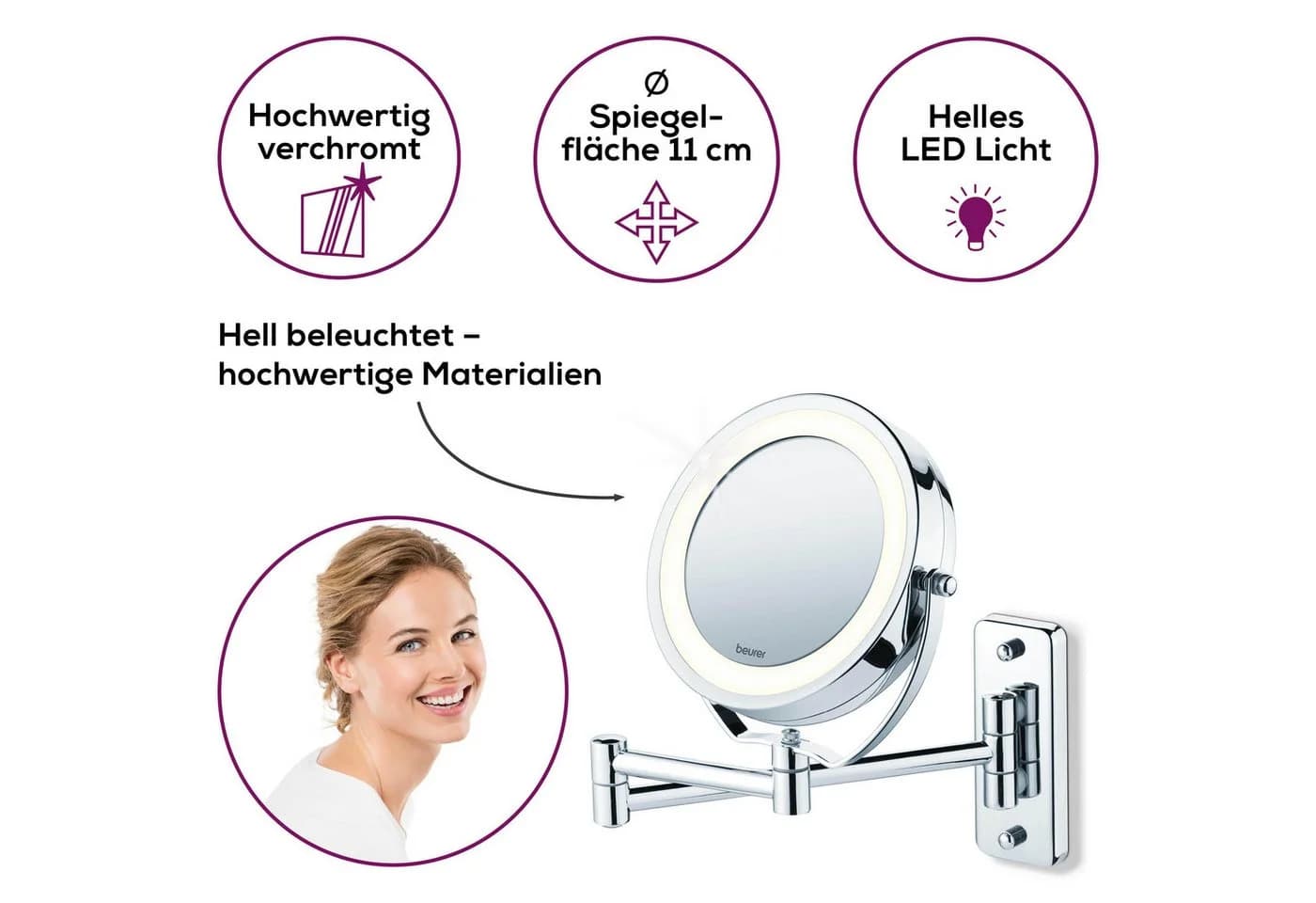 BEURER Kosmetikspiegel BS 59 mit LED-Beleuchtung & 5-fach Vergrößerung - Bild 5