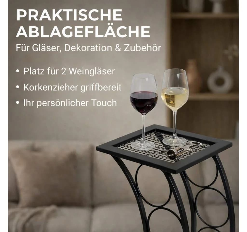 DanDiBo Weinregal Schwarz Metall Blumensäule Flaschenständer Elegance - Bild 3