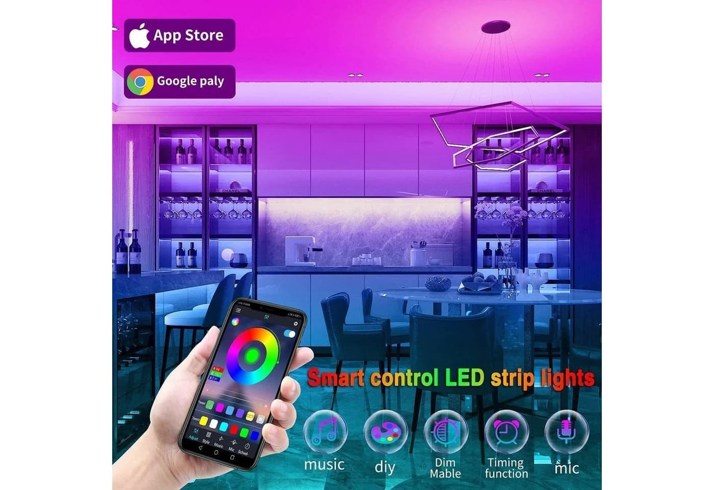Athlix RGB LED-Streifen mit App-Steuerung & Musikmodus - Bild 3