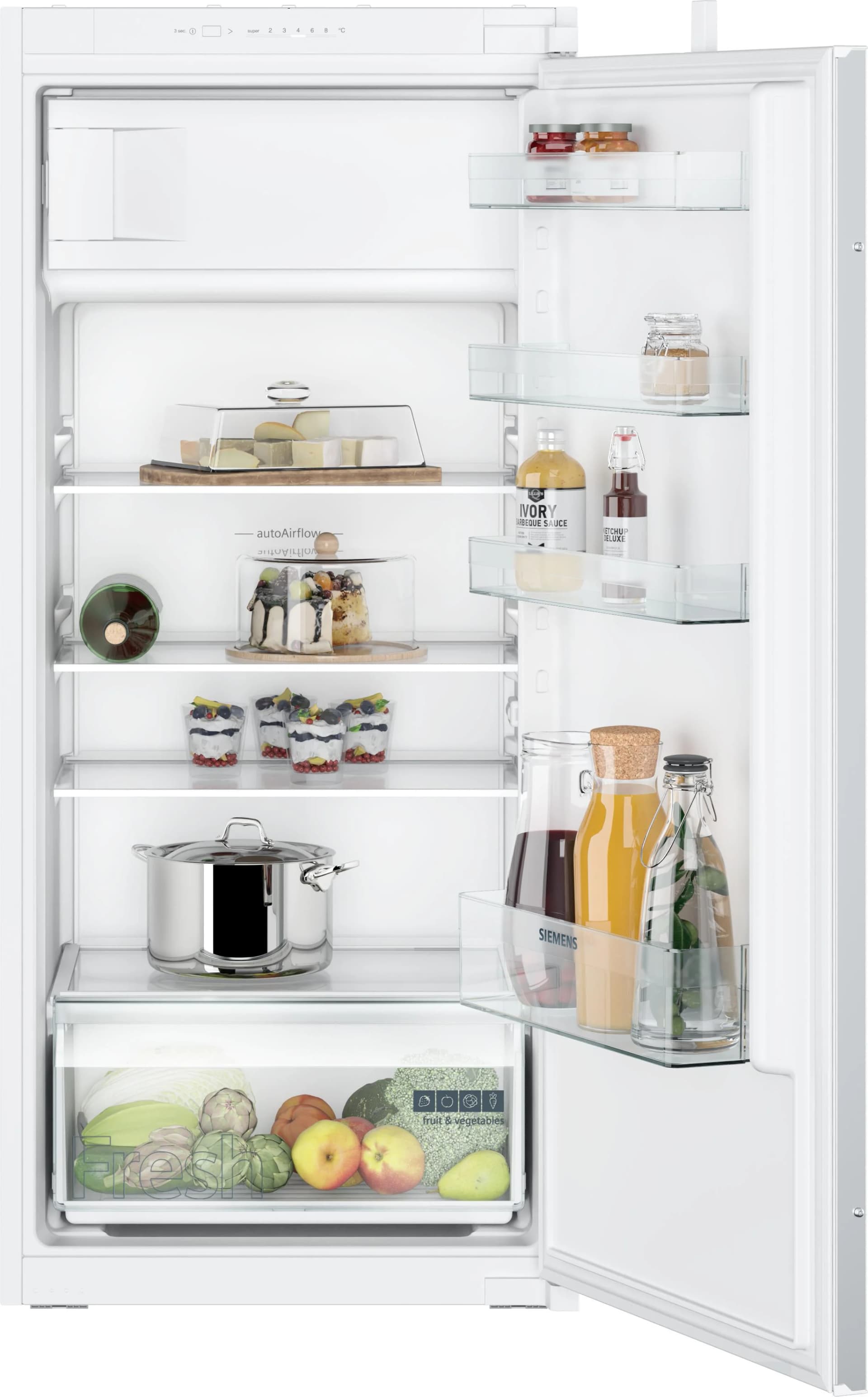 Einbaukühlschrank Silber, Weiß, 60x87x55 cm