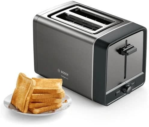 Bosch Toaster DesignLine Grau mit Brötchenaufsatz
