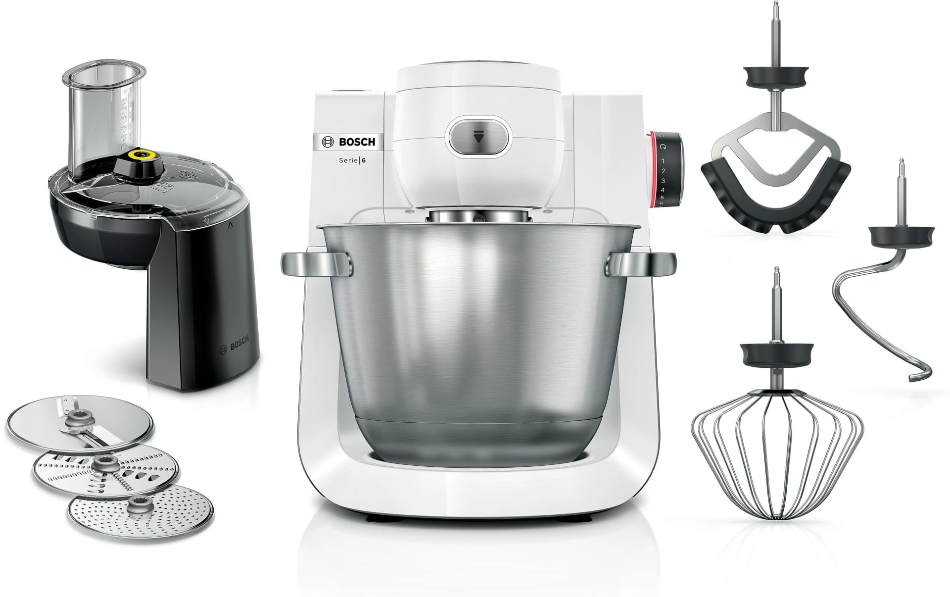 BOSCH Küchenmaschine Serie 6 MUMS6EW13D Durchlaufschnitzler Edelstahlschüssel Weiß