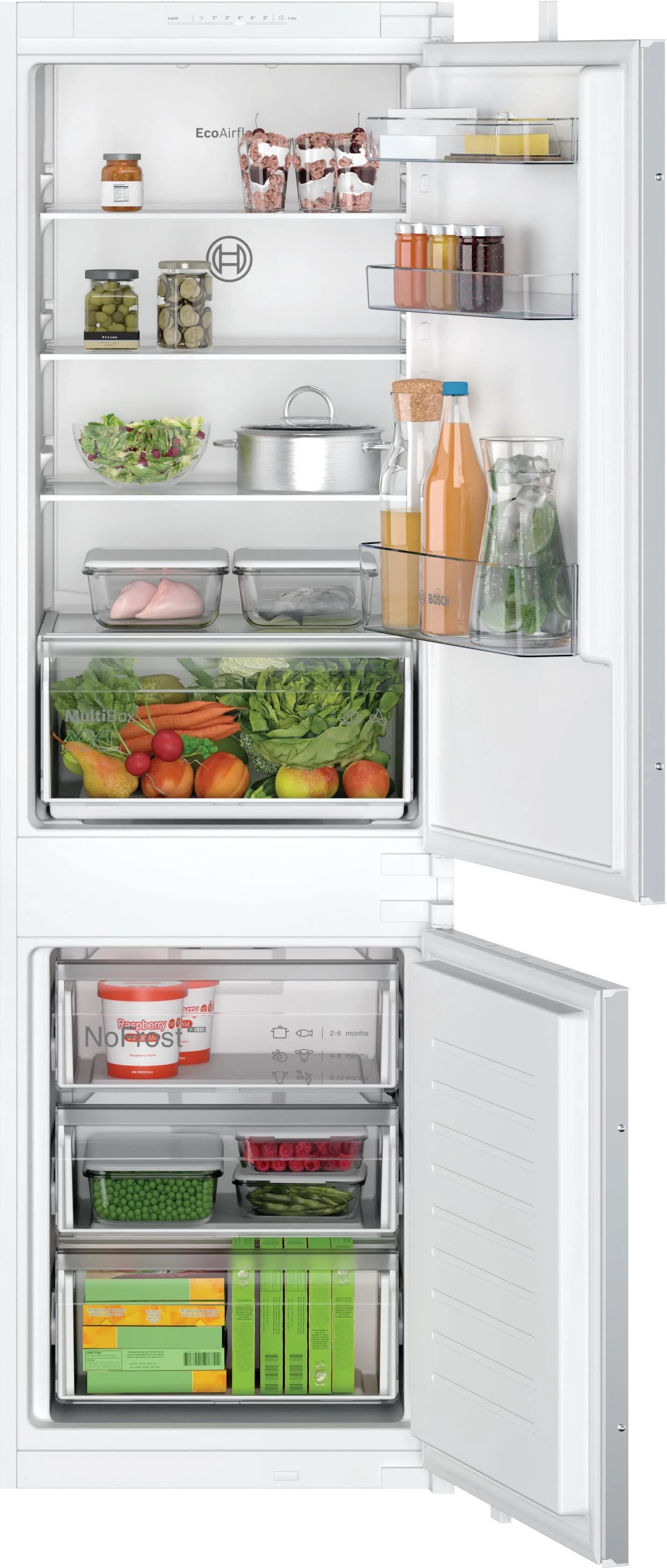 BOSCH Einbaukühlgefrierkombination KIN86NSE0 Silber LED-Innenbeleuchtung