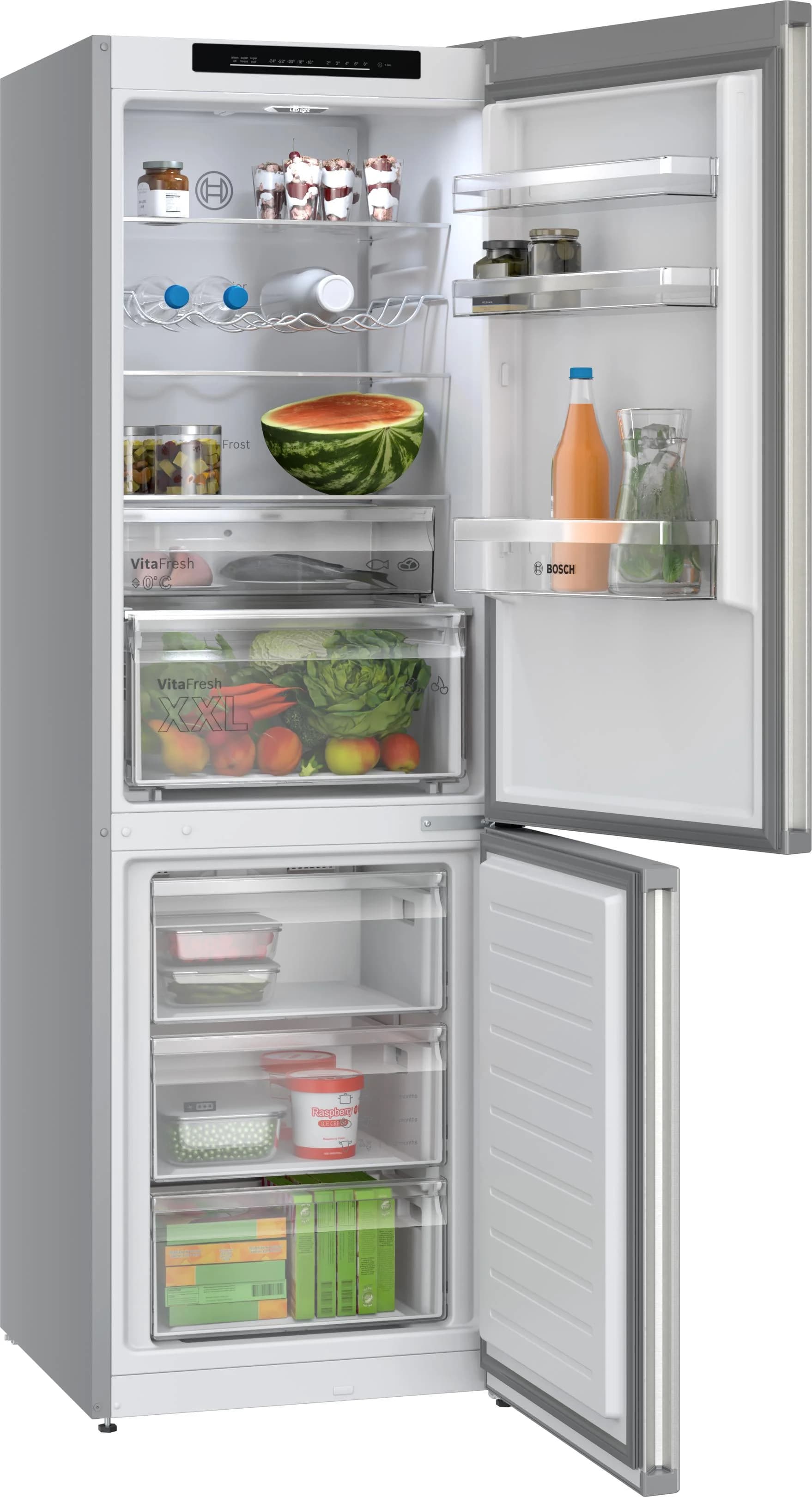 BOSCH Kühl-/Gefrierkombination "KGN362LAF" Silber LED-Innenbeleuchtung