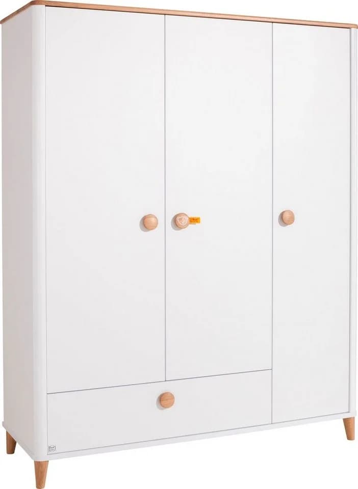 PAIDI Kleiderschrank LOTTE & FYNN 3 Türen 1 Schublade Weiß Eiche - Bild 2