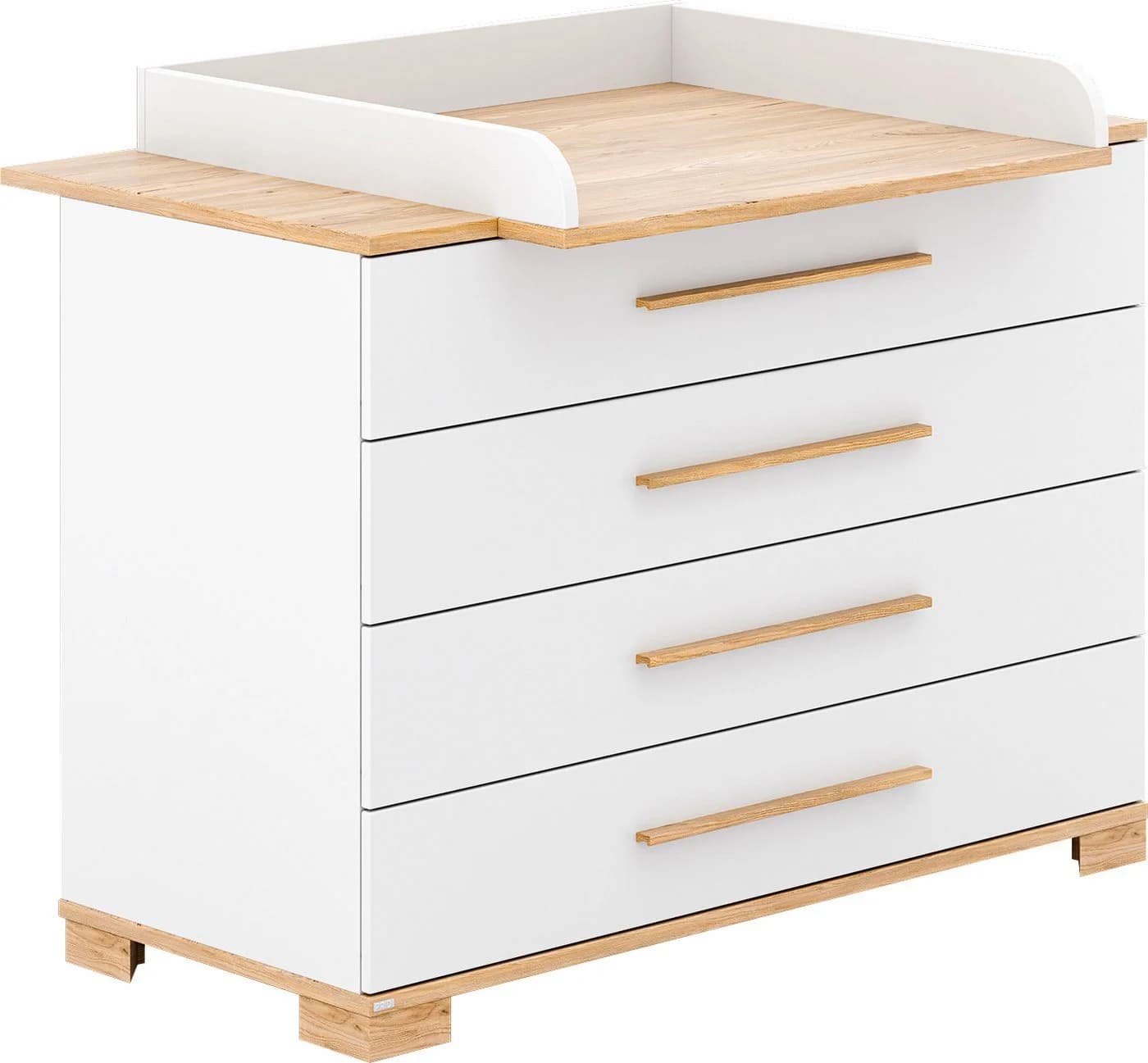 PAIDI Wickelkommode YOLANDA Weiß mit Eiche-Dekor 4 Schubladen Softclose - Bild 3