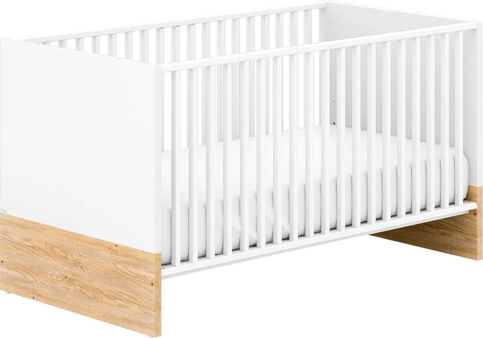 PAIDI Yolanda Babybett Weiß Eiche-Dekor Umbaubar
