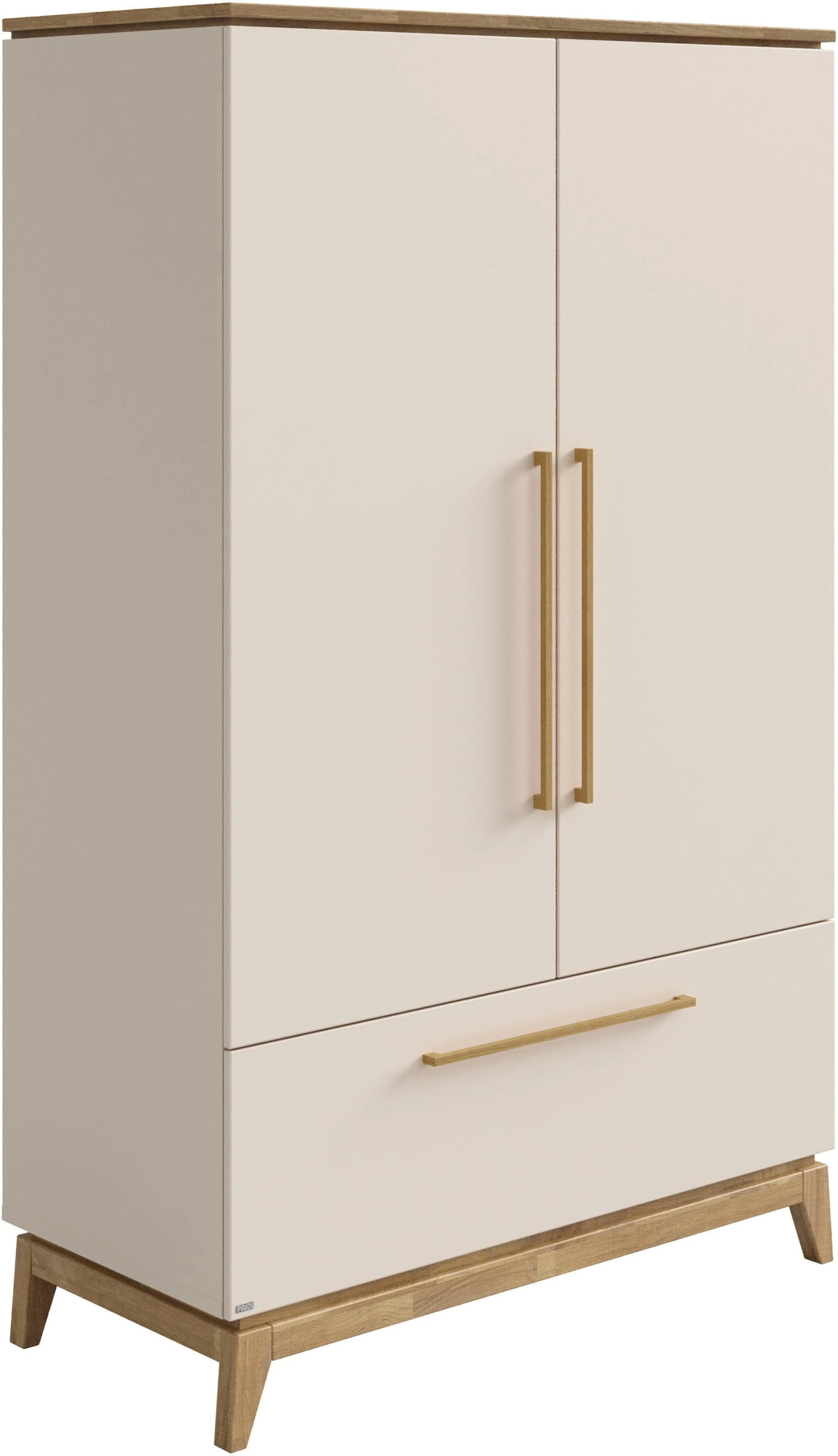 PAIDI Drehtürenschrank STIENE Beige Eiche Massiv 2 Türen 1 Schublade Soft-Close