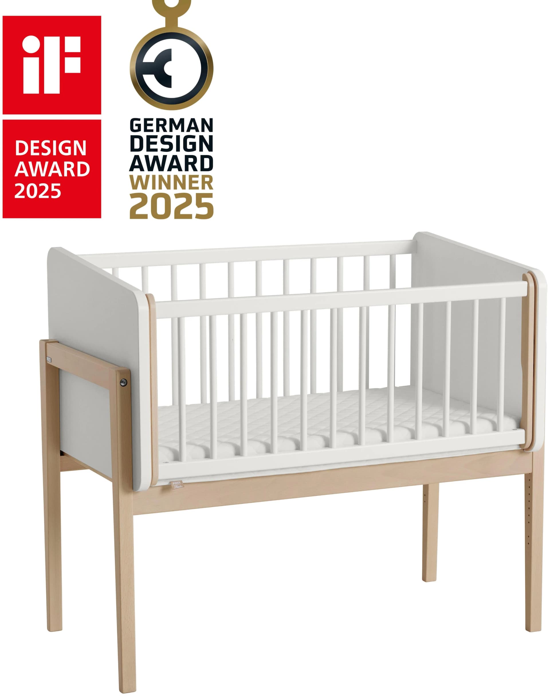 PAIDI Beistellbett Little Cloud Weiß Buche höhenverstellbar umbaubar