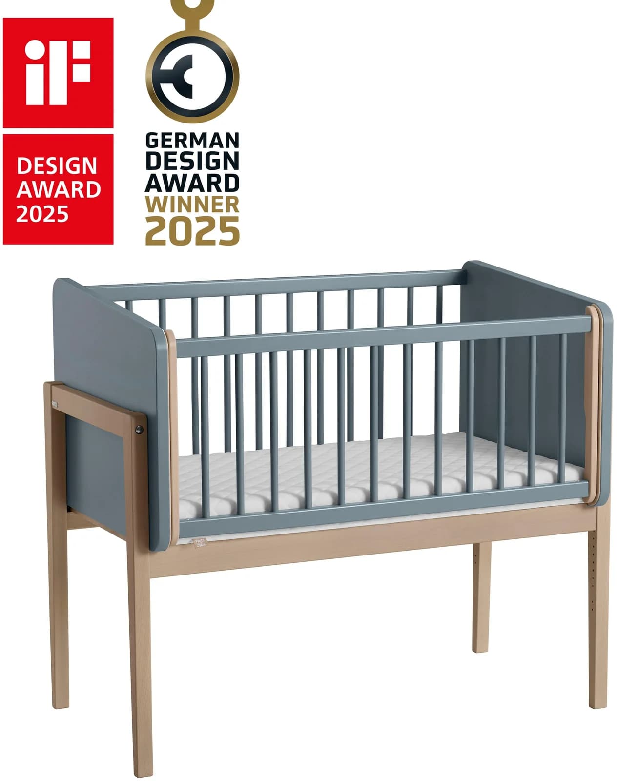 PAIDI Beistellbett Little Cloud blau höhenverstellbar mit Lattenrost
