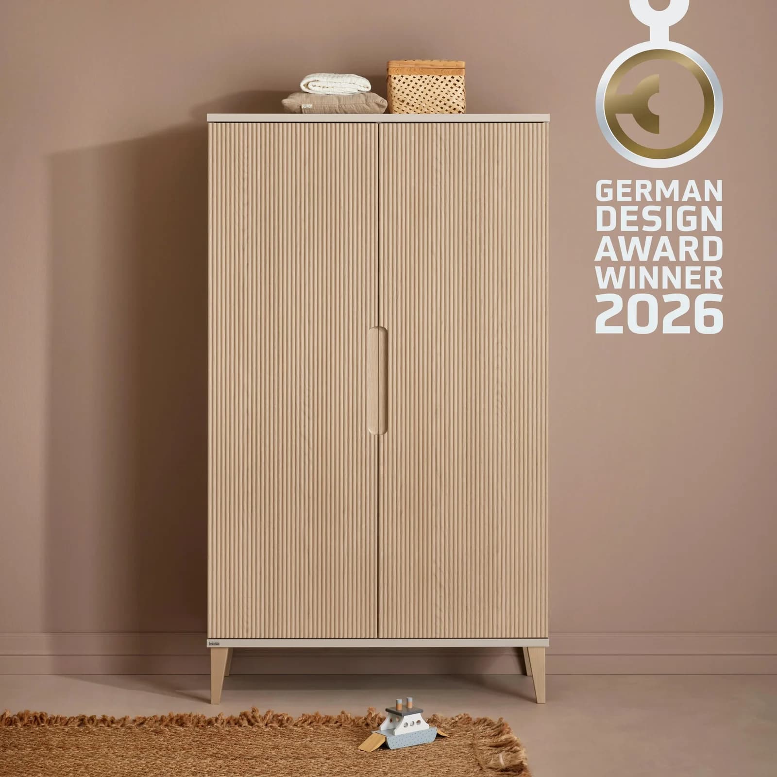 PAIDI JONTE Kleiderschrank Beige Eiche 2-Türer mit Soft-Close