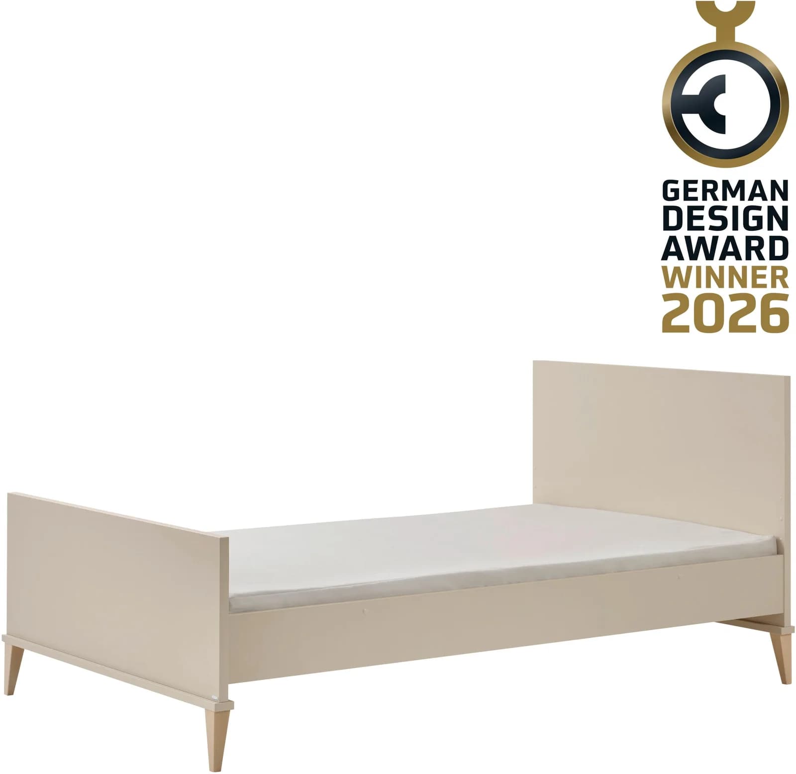 PAIDI JONTE Kinderbett 120x200cm Beige Weiß Massivholz-Füße