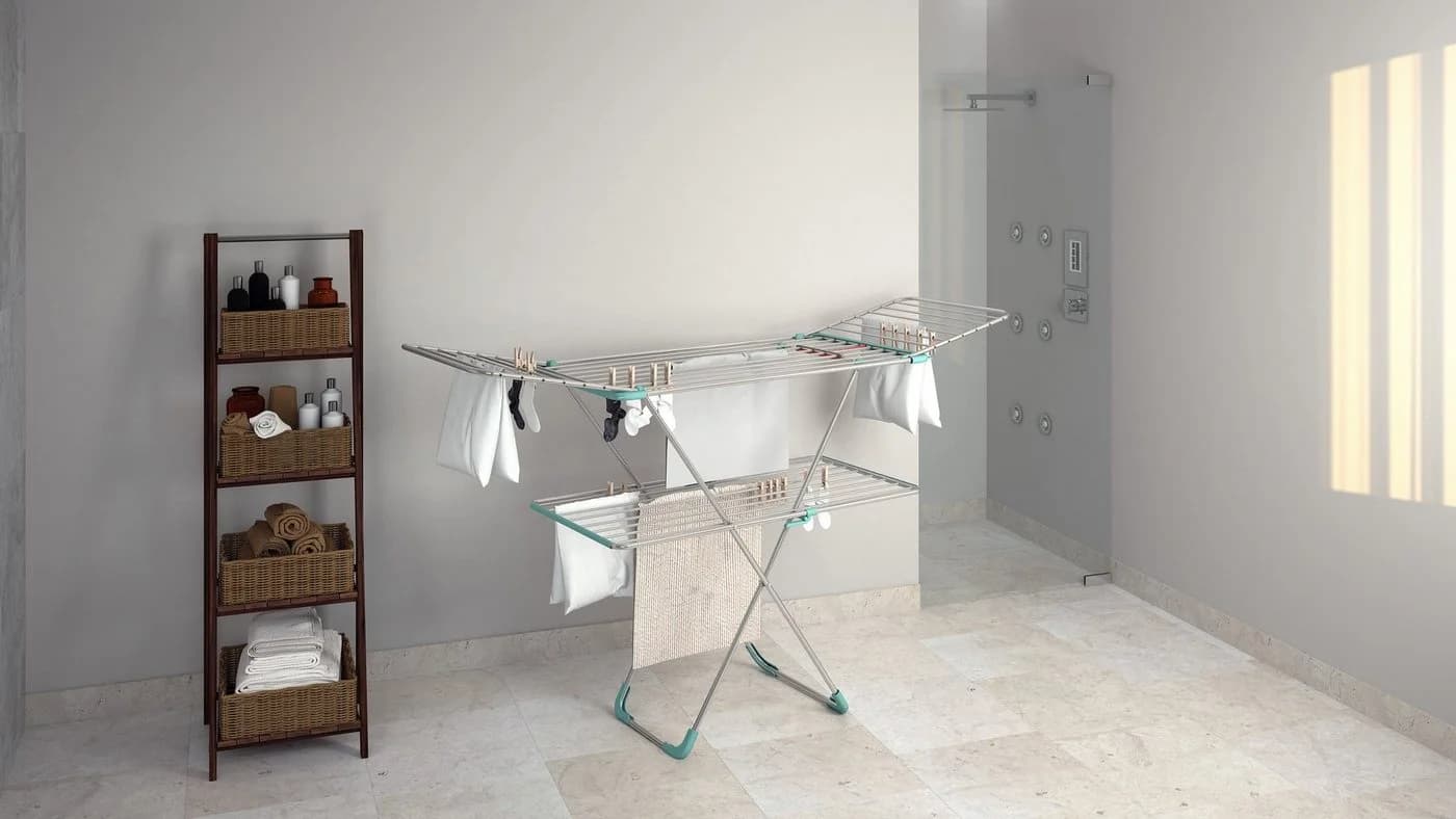 BISCHOF COLOMBO Wäscheständer DOUBLE Aluminium Türkis Silber