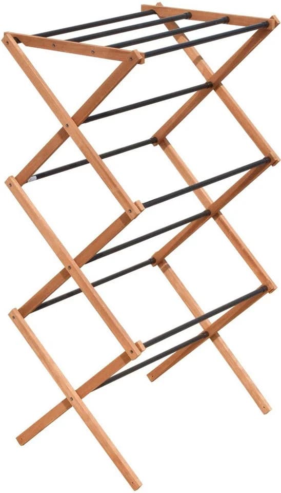 BISCHOF Wäscheständer Falt-Turm Braun Schwarz Holz Metall - Bild 2