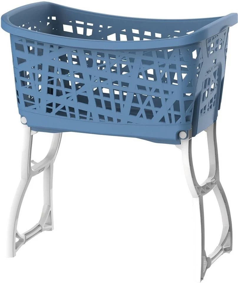 Wäschekorb BISCHOF blau-weiß mit klappbarem Untergestell - Bild 2