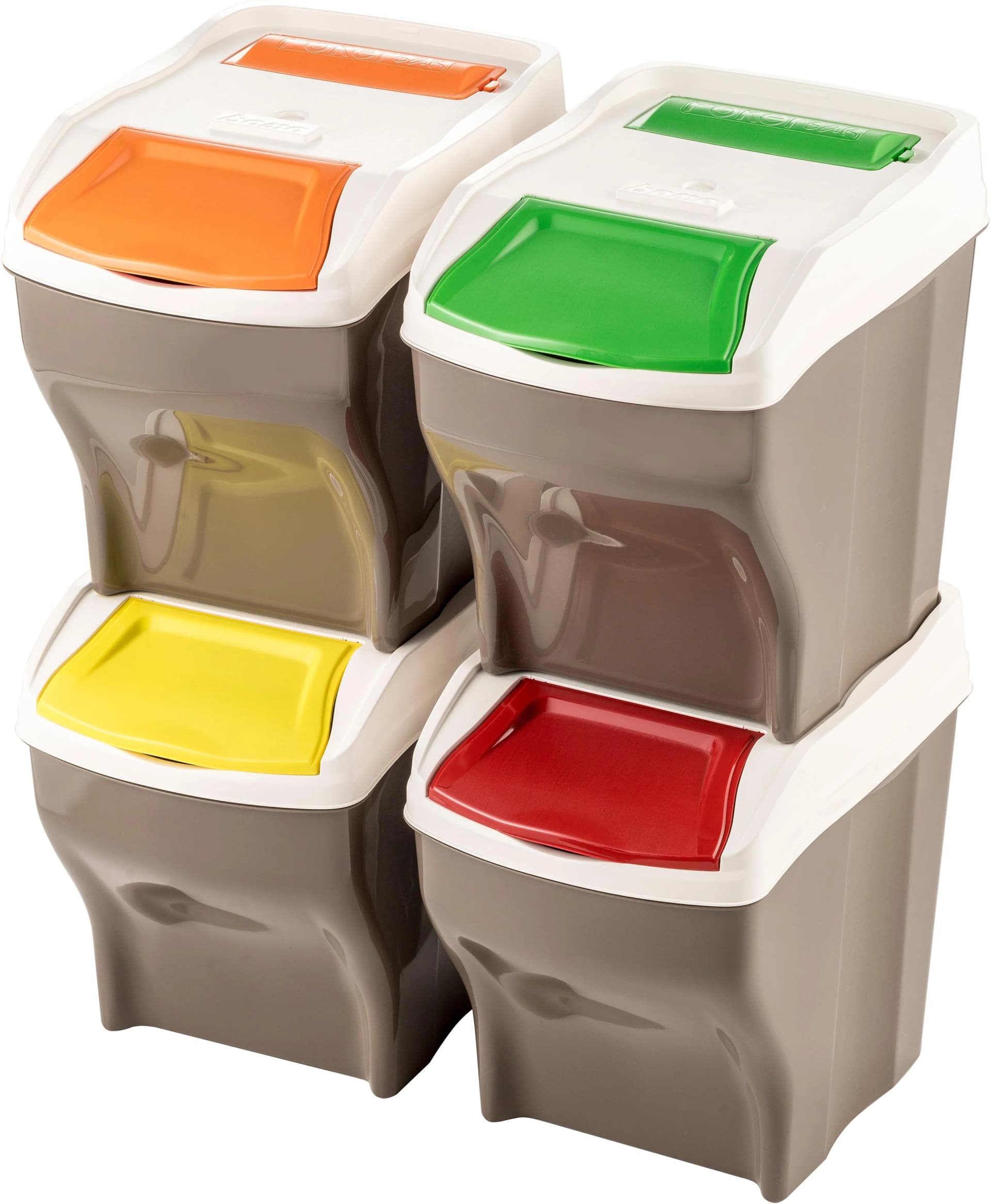 Mülltrennsystem aus Polypropylen in Taupe