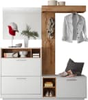 HBZ Milano Kompaktgarderobe mit Spiegel, Bank und Schuhkommode Weiß/Wildeiche Bild 1