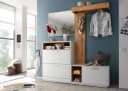 HBZ Milano Kompaktgarderobe mit Spiegel, Bank und Schuhkommode Weiß/Wildeiche Bild 2