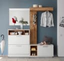 HBZ Milano Kompaktgarderobe mit Spiegel, Bank und Schuhkommode Weiß/Wildeiche Bild 4