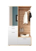 HBZ Entra Kompaktgarderobe Weiß Eiche mit Spiegel Bild 4