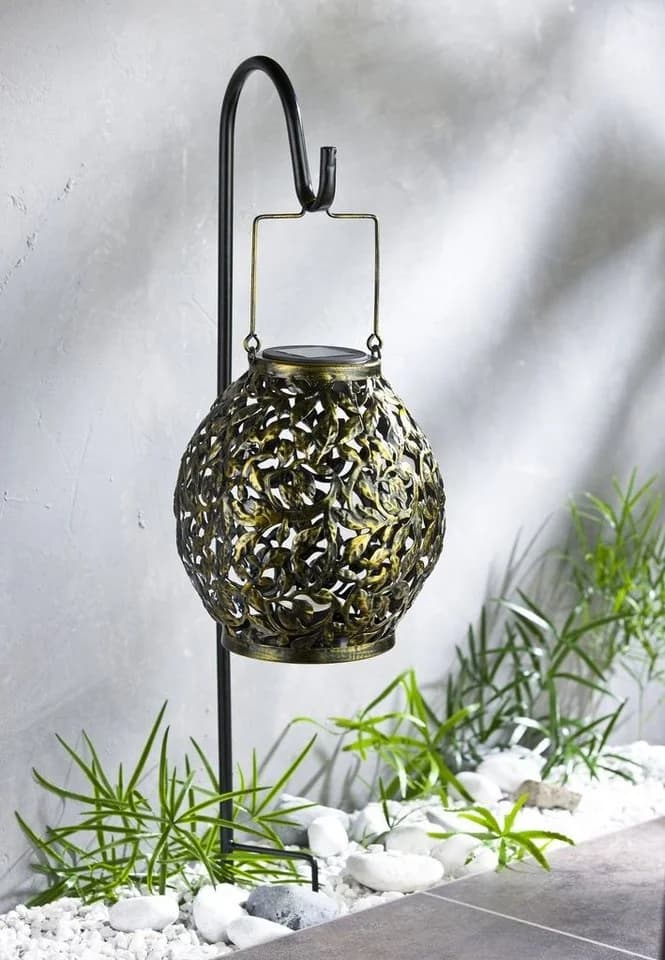 BURI Solar-Gartenlaterne LED Kugelleuchte 100cm Metall