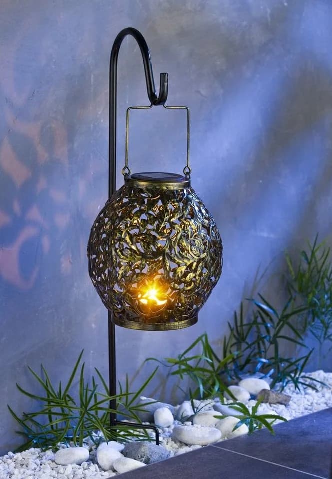 BURI Solar-Gartenlaterne LED Kugelleuchte 100cm Metall - Bild 2