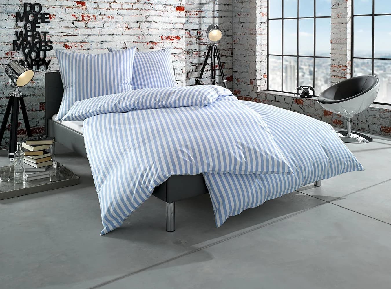 BETTWAESCHE-MIT-STIL Bettwäsche Oslo Mako Perkal Batist 3-teilig Hellblau - Bild 2