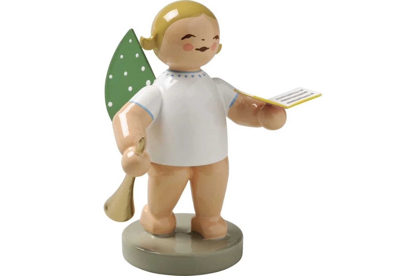 Wendt & Kühn Weihnachtsfigur Engel mit Liederbuch und Flöte 650/19, bemaltes Holz