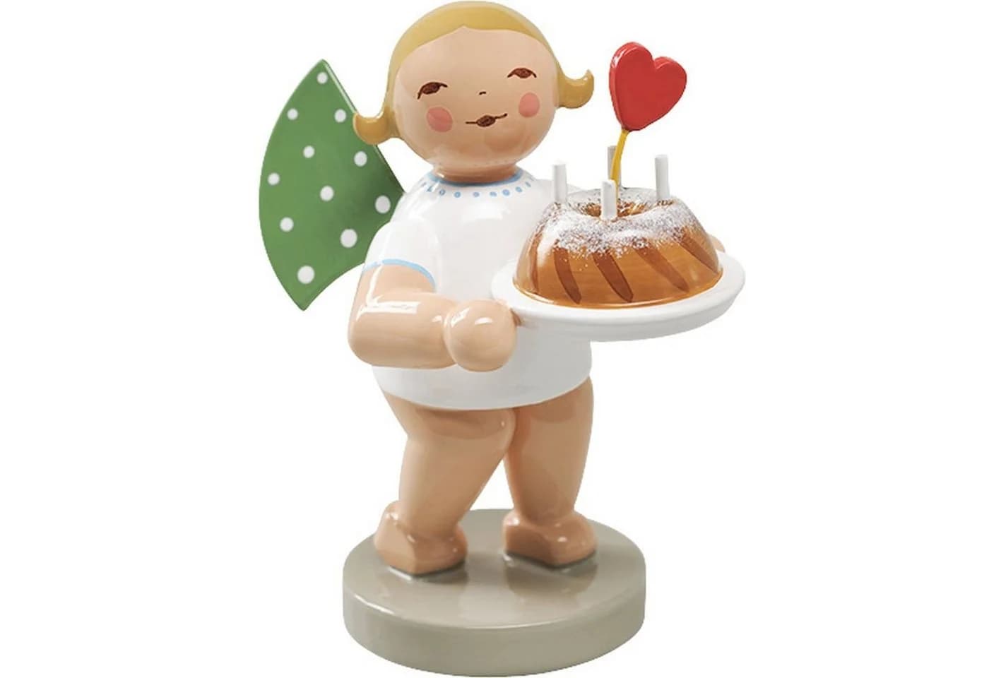 Wendt & Kühn Engel mit Kuchen und Herz Grün/Weiß