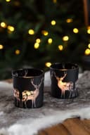 EDZARD Windlicht Tiu Hirsch-Motiv Glas 2er Set Bild 1