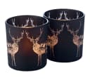 EDZARD Windlicht Tiu Hirsch-Motiv Glas 2er Set Bild 2