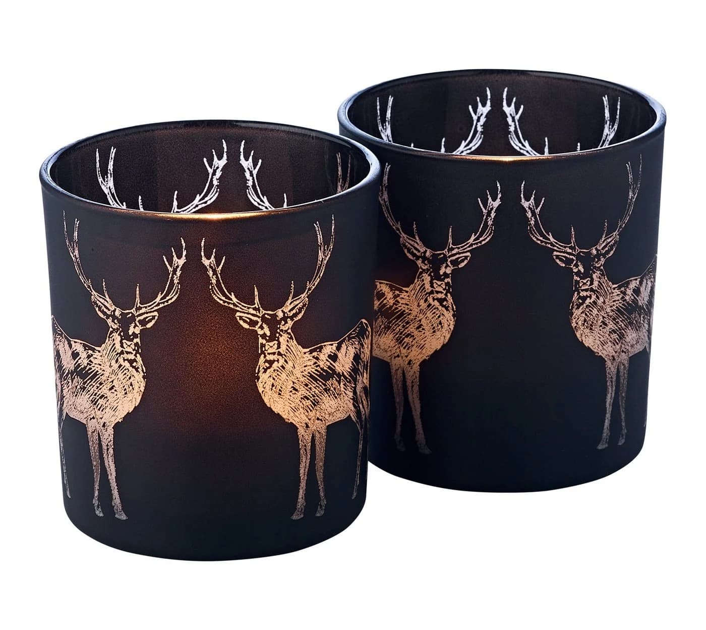 EDZARD Windlicht Tiu Hirsch-Motiv Glas 2er Set - Bild 2