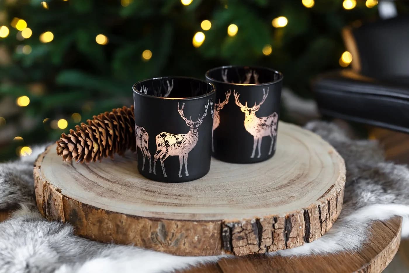 EDZARD Windlicht Tiu Hirsch-Motiv Glas 2er Set - Bild 3