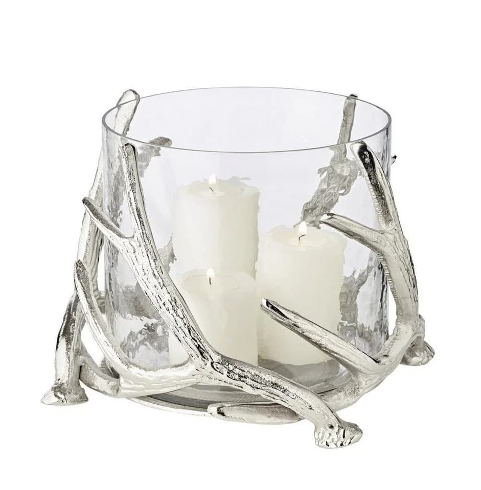 EDZARD Windlicht Kingston Silber-Optik Geweih-Motiv - Bild 2
