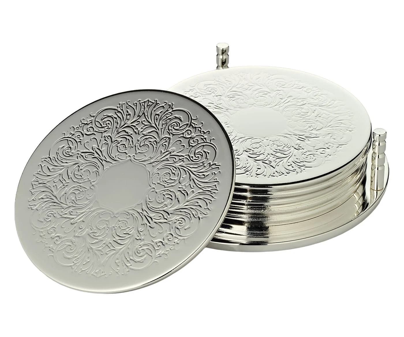 EDZARD Getränkeuntersetzer Brügge Silber Ø 9 cm mit Halterung - Bild 3