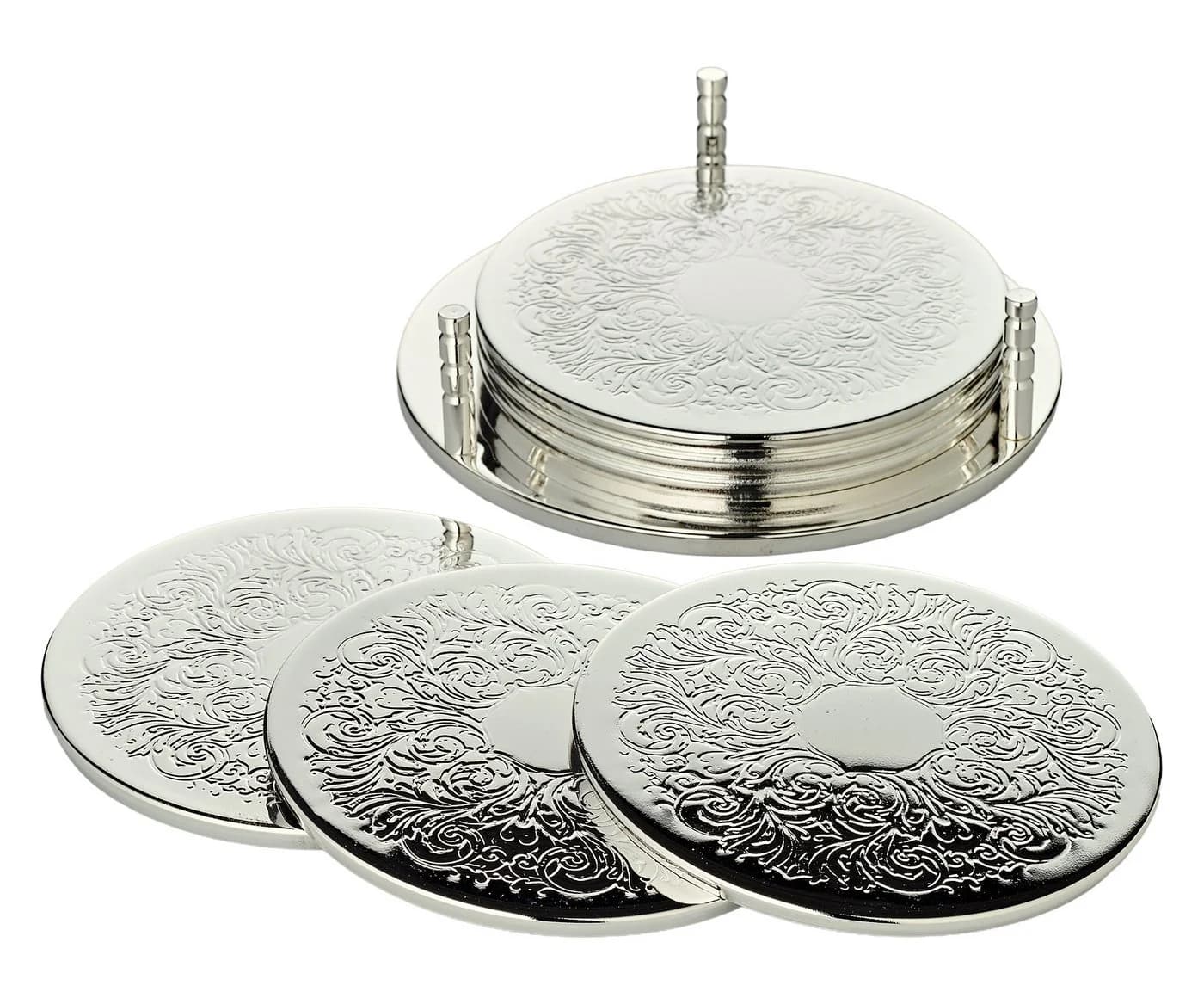 EDZARD Getränkeuntersetzer Brügge Silber Ø 9 cm mit Halterung - Bild 4