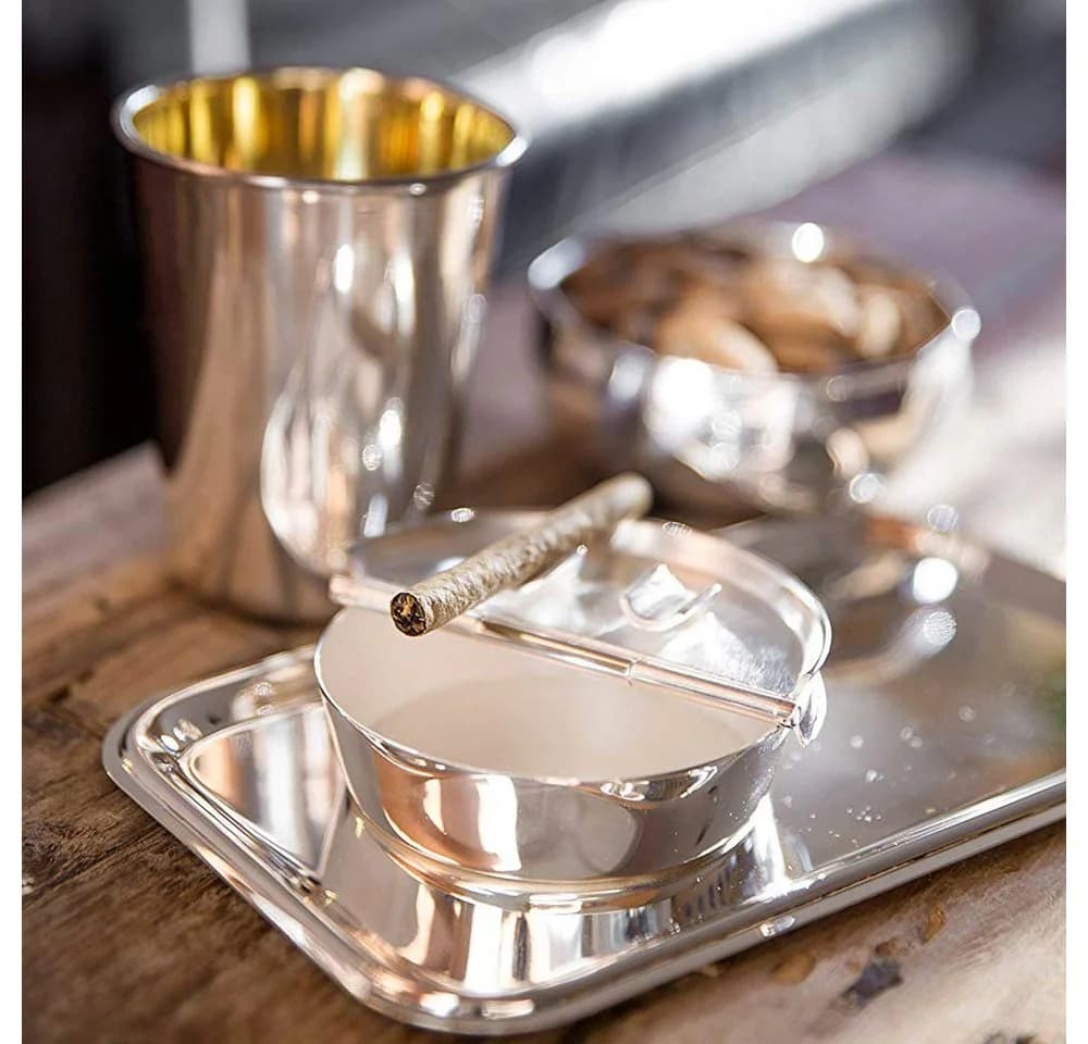 EDZARD Aschenbecher Ashburn mit Deckel Silber-Optik - Bild 5