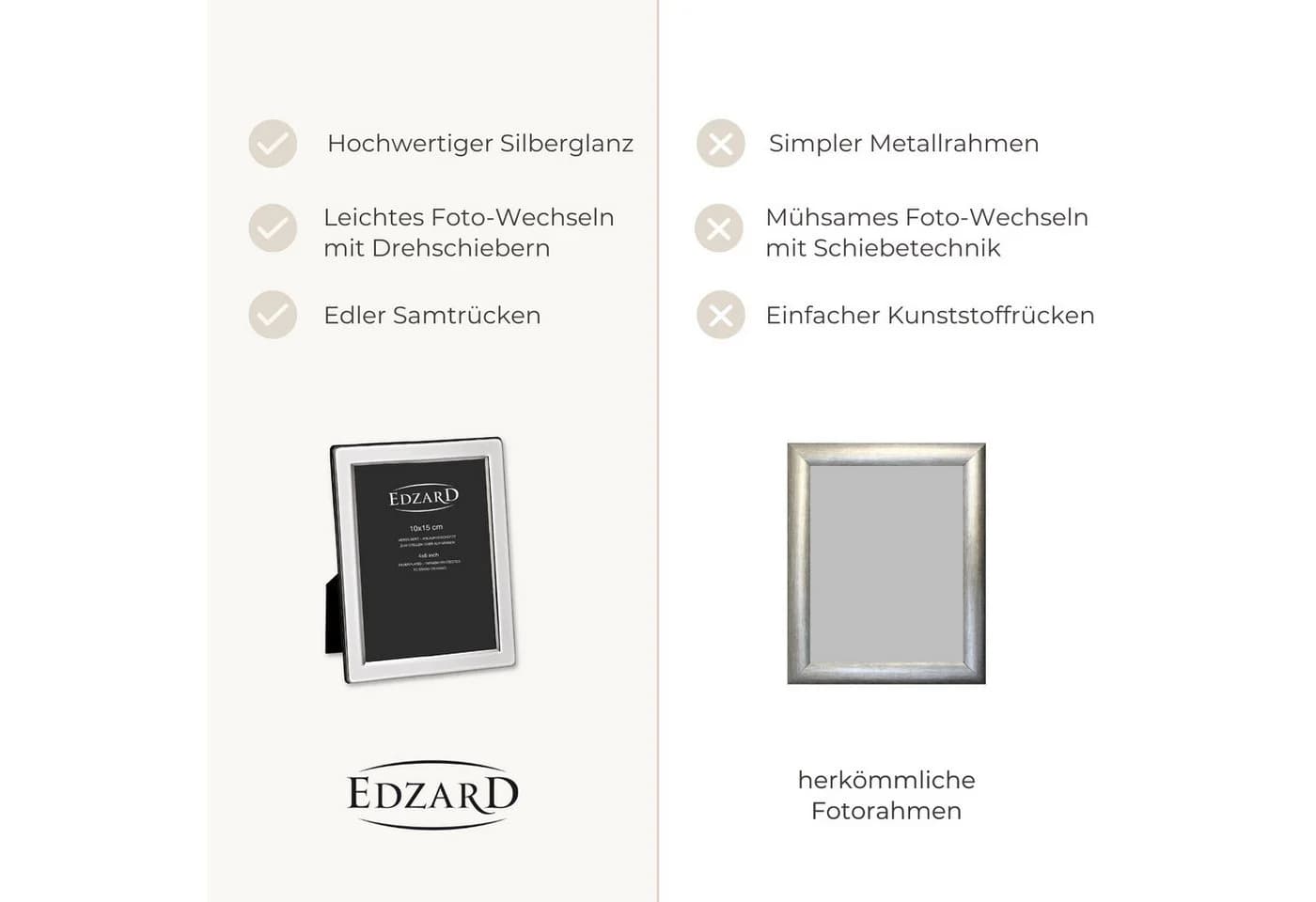 EDZARD Bilderrahmen Salerno Versilbert Anlaufgeschützt 15x20 cm - Bild 3