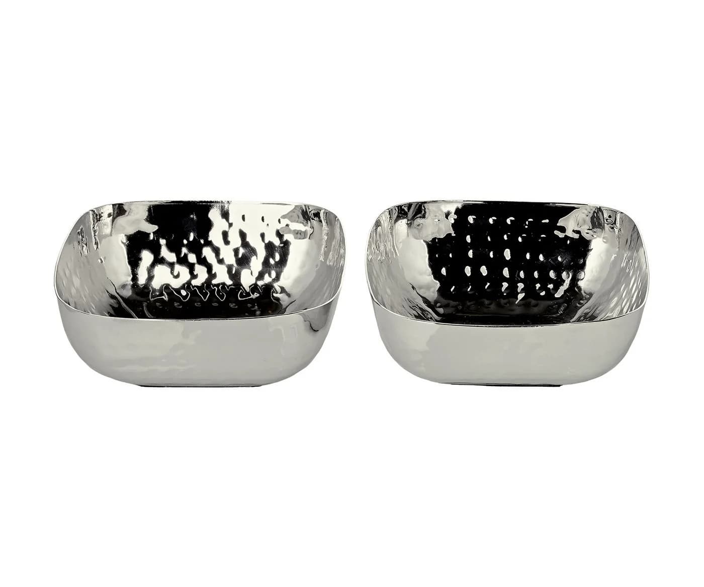 EDZARD Servierschale Kubik 2er-Set Edelstahl Vernickelt Gehämmert Silber - Bild 2