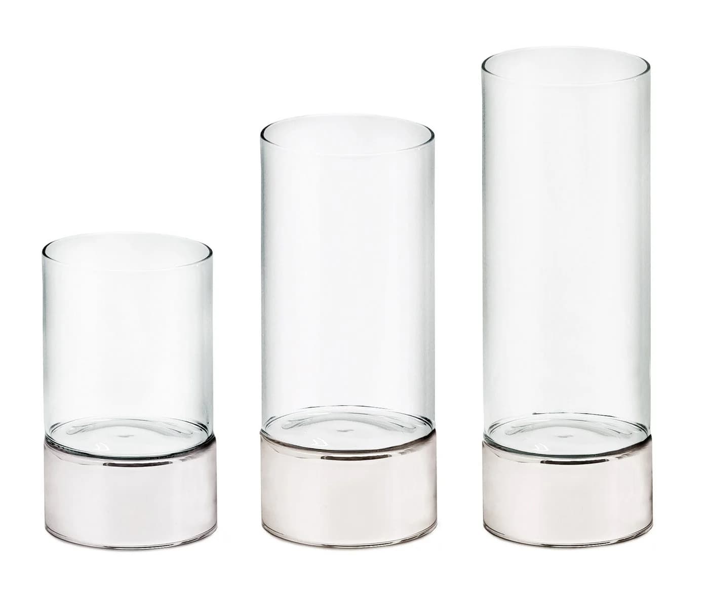 EDZARD Windlicht Granada 3er-Set Silber-Optik Glas