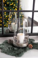 EDZARD Windlicht Bora Glas Silber-Optik Laterne für Stumpenkerzen Ø 18 cm Bild 2