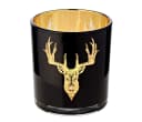EDZARD Windlicht Lio Glas Hirsch-Motiv Schwarz Gold Bild 1