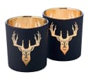 EDZARD Windlicht Lio Glas Hirsch-Motiv Schwarz Gold Bild 2