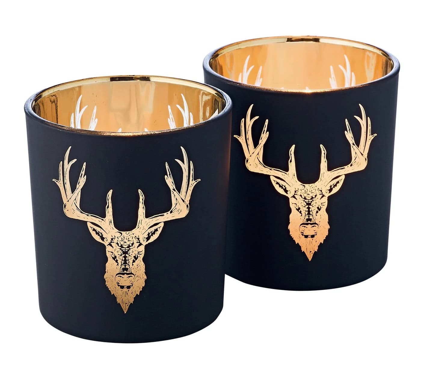 EDZARD Windlicht Lio Glas Hirsch-Motiv Schwarz Gold - Bild 2