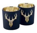 EDZARD Windlicht Lio Glas Hirsch-Motiv Schwarz Gold Bild 3