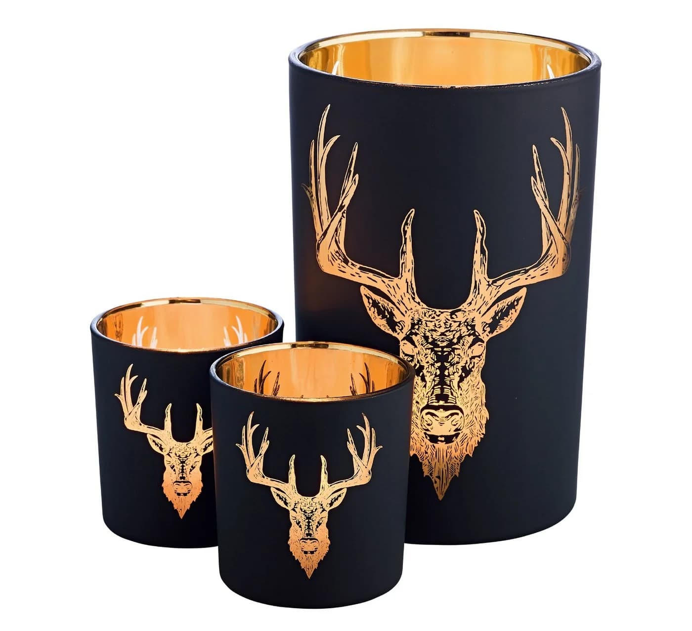 EDZARD Windlicht Lio Glas Hirsch-Motiv Schwarz Gold - Bild 4