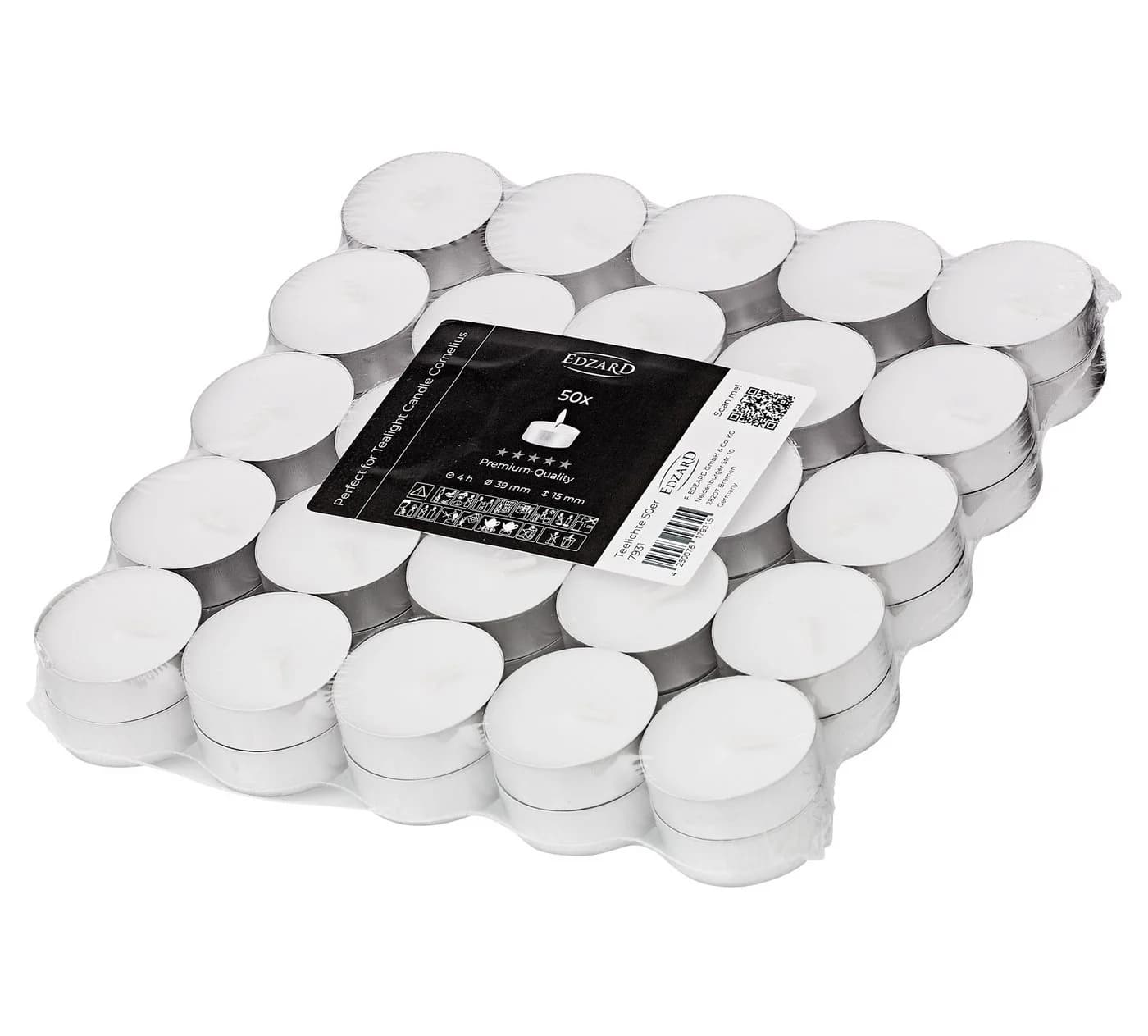 EDZARD Teelicht Teelichter 50 Stück Premium Wachs mit Alu-Cup - Bild 2