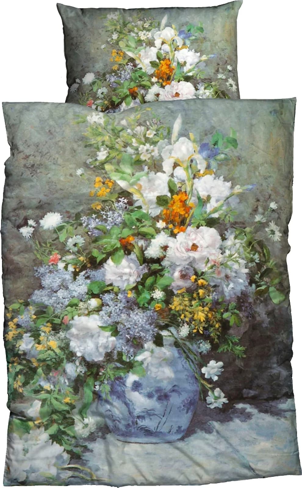 Goebel Bettwäsche Frühlingsblumen Blaugrau Satin 100% Baumwolle