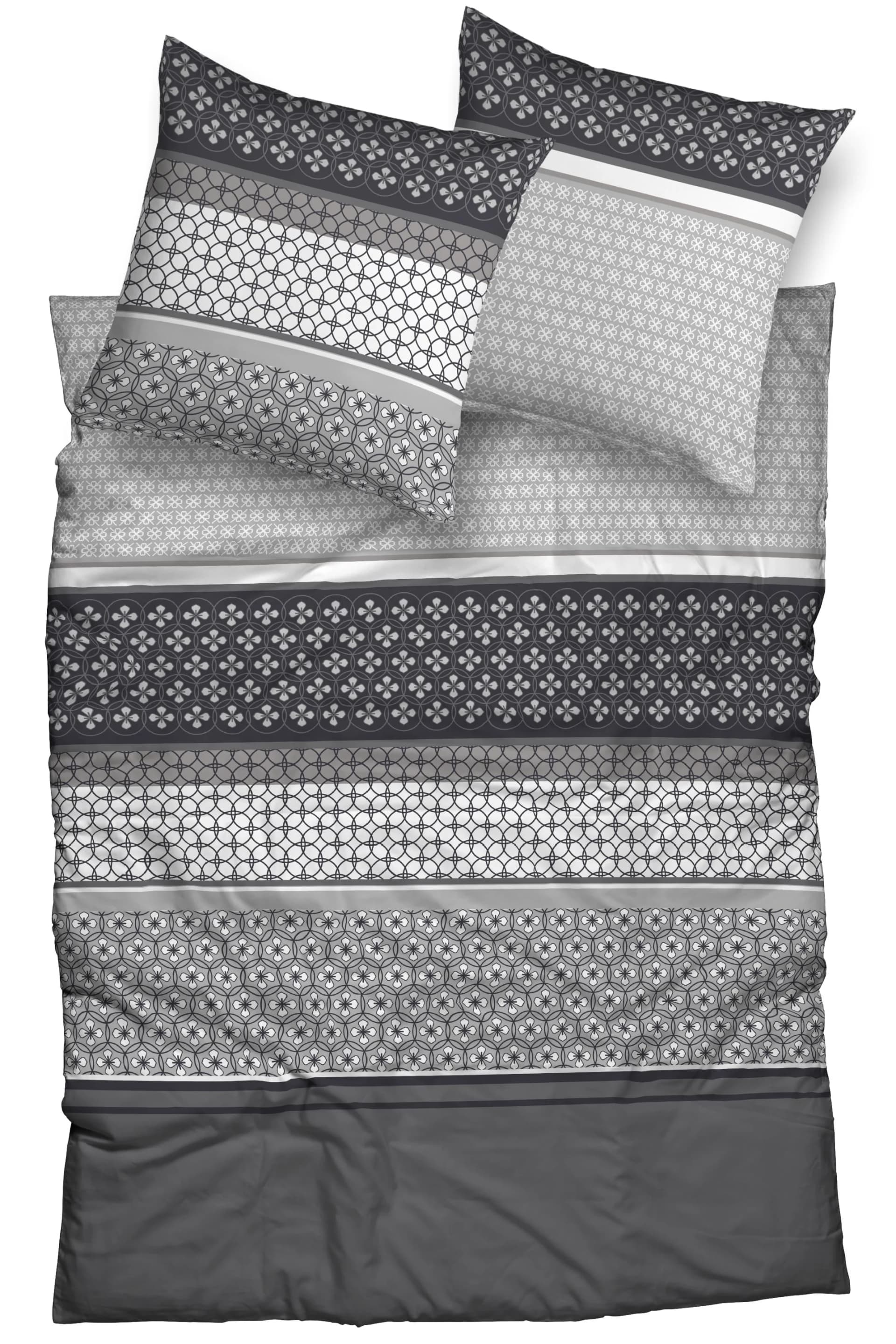 CASATEX Bettwäsche Poupy Grau Satin 135x200cm Kissenbezug 80x80cm