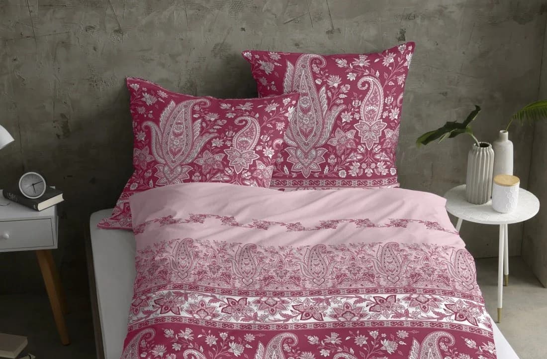 wohnTRAUM24 Bettwäsche Biber Smaragdgrün Paisley Ornamente